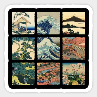 Ukiyo-e Collage: Katsushika Hokusai Sticker